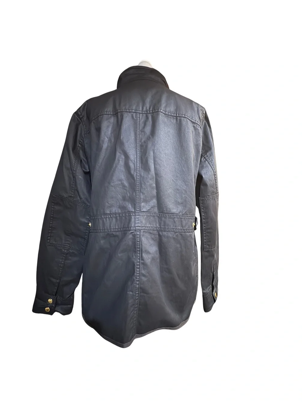 J.Crew Waxed Cotton Field Jacket Black Gold Hardware Utility Coat L